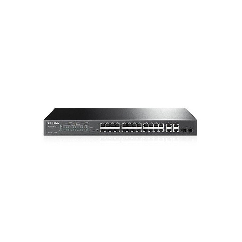 Switch PoE+ JetStream SDN Administrable 24 puertos 10/100 + 2 puertos giga (Uplink) + 2 SFP, 250W, OMADA SDN