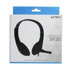 Diadema Acteck HU410 con micrófono, conexión USB, alámbrica, controlador de volumen, SF20, color negro, AC-932240