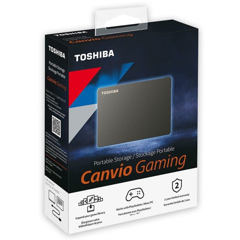 Disco duro externo Toshiba Canvio Gaming, 2.5", 1 TB, USB 3.1, plata, para Mac, PC, PlayStation, Xbox.