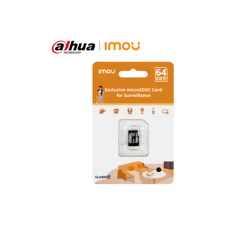 Imou - tarjeta micro SD 64 GBytes para cámaras imou, clase 10,