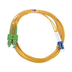 Jumper de fibra óptica monomodo 9/125 lc/upc-sc/apc, PVC, 2.0 mm, dúplex, amarillo, 3 metros