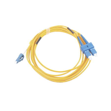 Jumper de fibra óptica monomodo 9, 125 LC, UPC-SC, UPC, PVC, 2.0 mm, dúplex, amarillo, 3 metros