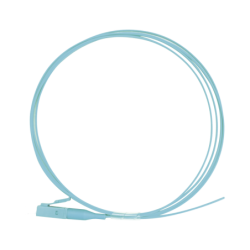 Pigtail de fibra óptica simplex LC, PVC, om3 50, 125, aqua, 1 metro