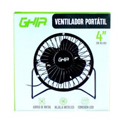 Mini ventilador de escritorio Ghia metálico color negro alimentación USB