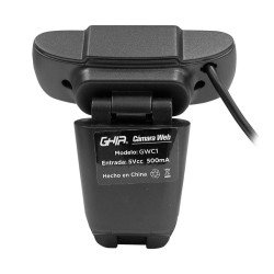 Cámara web Ghia 720p, webcam USB ideal para equipos de escritorio, color negro, micrófono 3.5 mm