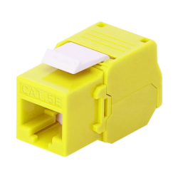Módulo Jack keystone Cat 5e (toolless), con terminación en ángulo 180 º color amarillo, compatible con faceplate y patch panelLi
