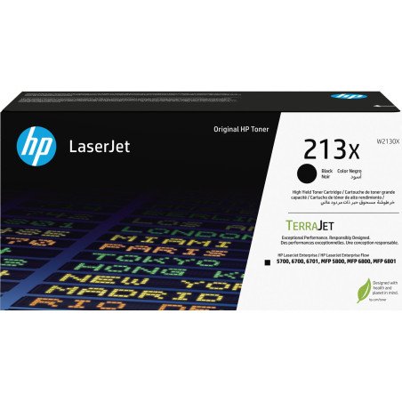 Cartucho de tóner original LaserJet HP 213X de alto rendimiento, negro, 9000 páginas, Negro