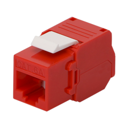 Módulo Jack keystone Cat 6a (toolless), con terminación en ángulo 180 º color rojo, compatible con faceplate y patch panelLinked