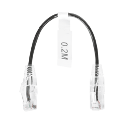 Cable de parcheo Slim UTP cat6 - 20 cm negro diámetro reducido (28 AWG)