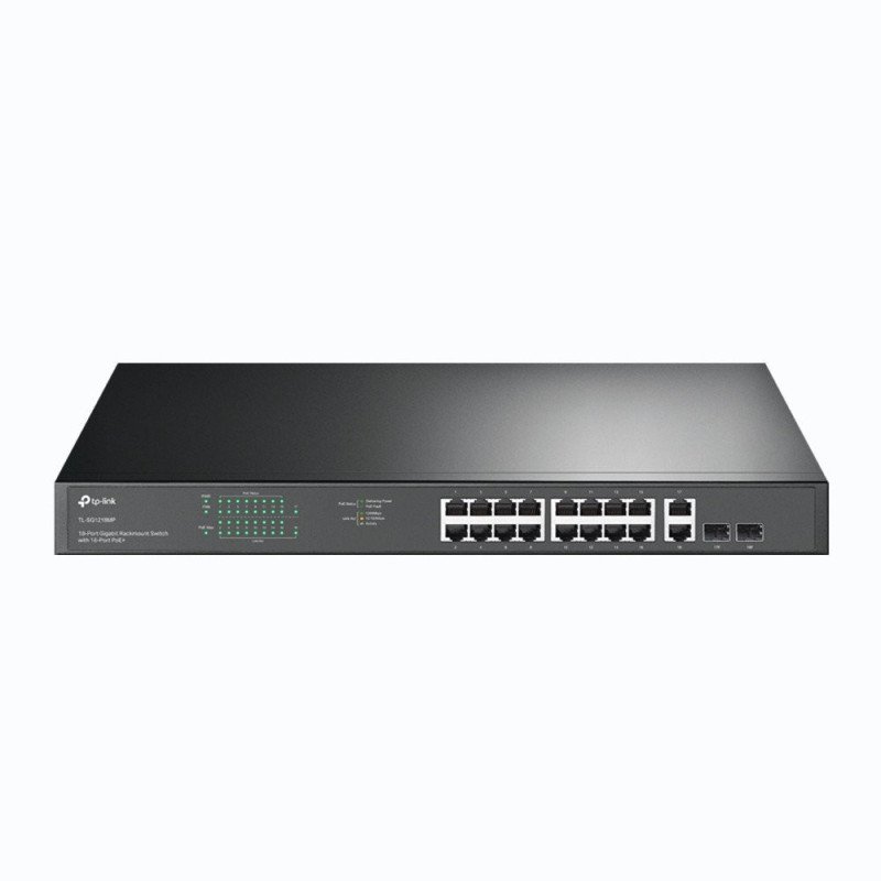 Switch TP-Link TL-SG1218MP 16 puertos RJ45 gigabit PoE+ con 2 puertos RJ45 gigabit y 2 ranuras SFP gigabit Switch TP-Link TL-SG1218MP 16 puertos RJ45 gigabit PoE+ con 2 puertos RJ45 gigabit y 2 ranuras SFP gigabit
