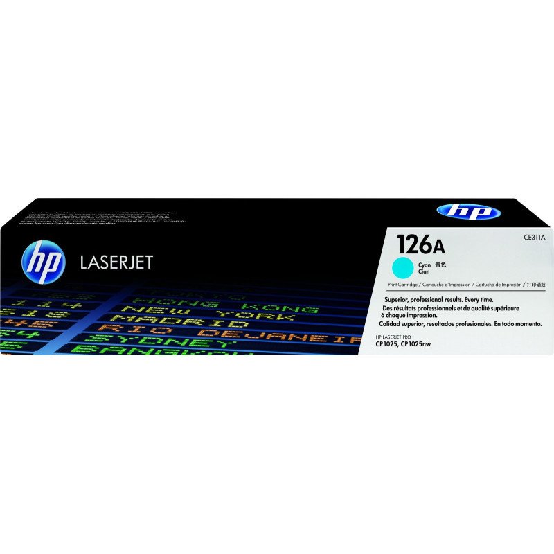 Cartucho de tóner original HP LaserJet 126A, 1,000 páginas, Cian