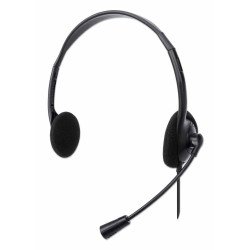 Audífonos diadema Manhattan cable con enchufe USB-a, micrófono ajustable negro
