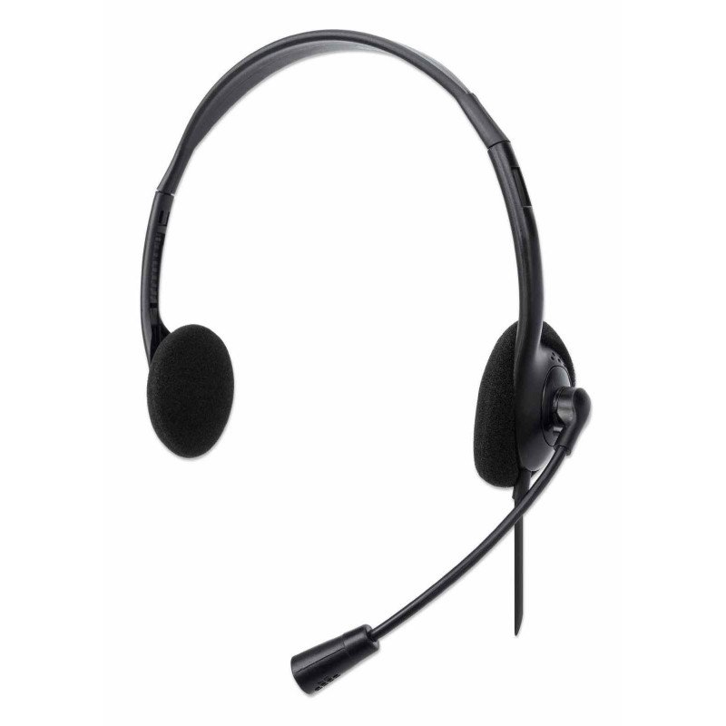 Audífonos diadema Manhattan cable con enchufe USB-a, micrófono ajustable negro
