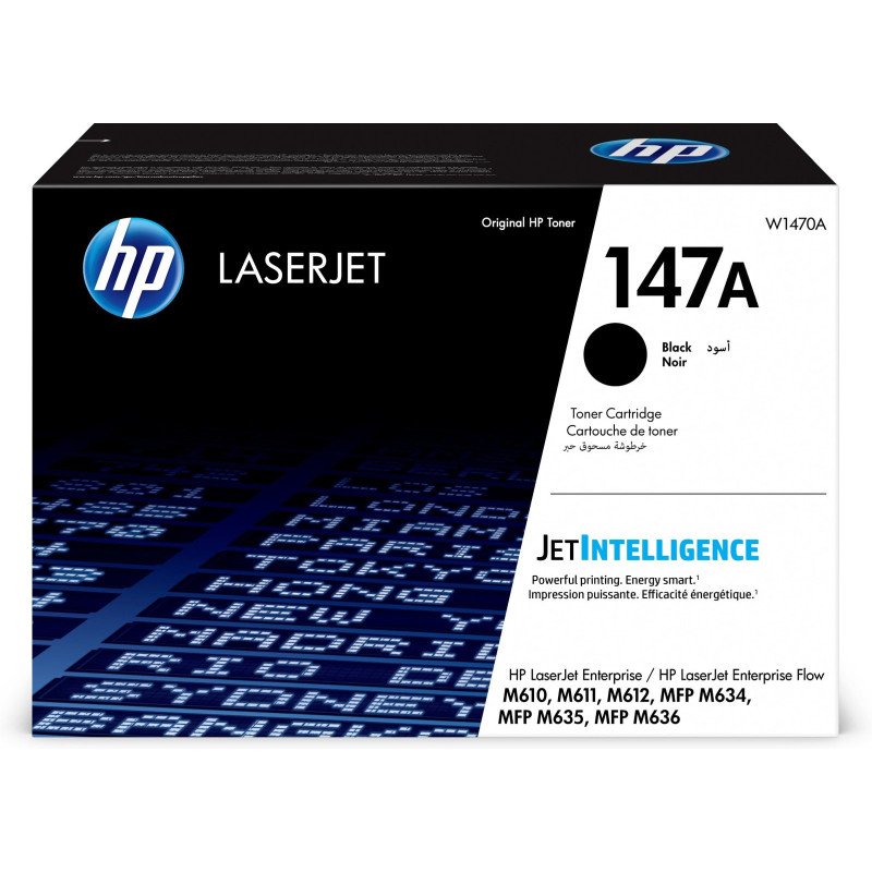 Cartucho de tóner HP LaserJet 147A, para HP LaserJet Enterprise M611, M612, M635, M636. Negro
