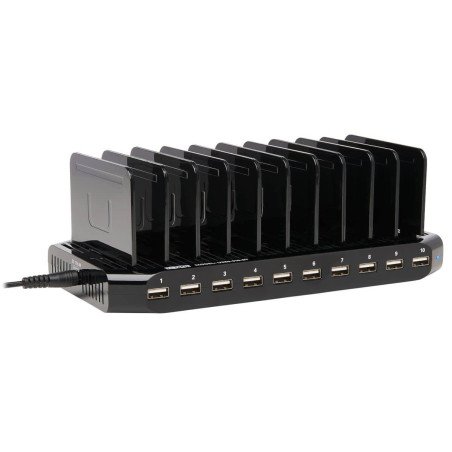 Estación de Carga USB Tripp Lite con 10 Puertos con Almacenamiento Ajustable - Salida del Cargador USB 12V 8A (96W)