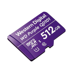 Memoria microSD de 512 GB purple, especializada para videovigilancia, 3 veces mayor duración que una convencional