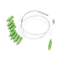 Divisor óptico (splitter) tipo PLC, de 1x8, con conector de entrada SC