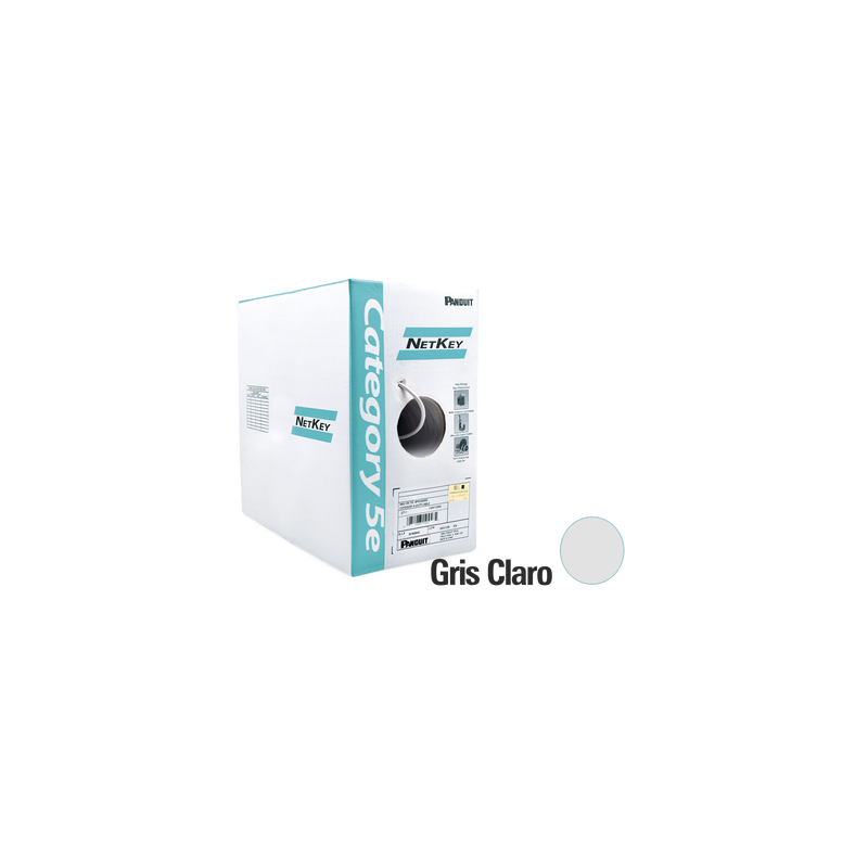 Bobina de cable UTP 305 m. De cobre, netkey, gris claro, categoría 5e (24 AWG), PVC (cm), de 4 pares