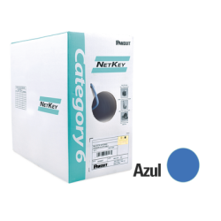 Bobina de cable UTP 305 m. De cobre, netkey, reelex, azul, categoría 6 (24 AWG), 1000mbps, PVC (cm), de 4 pares