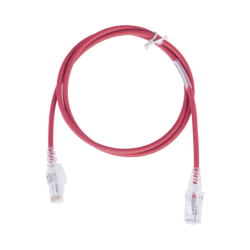 Patch cord mc6 modular cat6 UTP, cm/ls0h, 3ft, color rojo, diámetro reducido (28AWG), versión bulk (sin empaque individual)