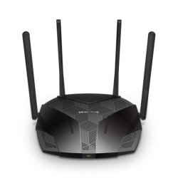 Router mercusys wifi 6 ax3000 doble banda, 2402 Mbps (5 GHz) + 574 Mbps (2.4 GHz) mu-mimo y ofdma, 1 puerto WAN gigabit + 3 puer