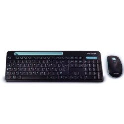 Kit de Teclado y Mouse Inalámbrico TECHZONE TZ20COMB02-INA - 105 teclas, Negro, Azul, 1600 DPI