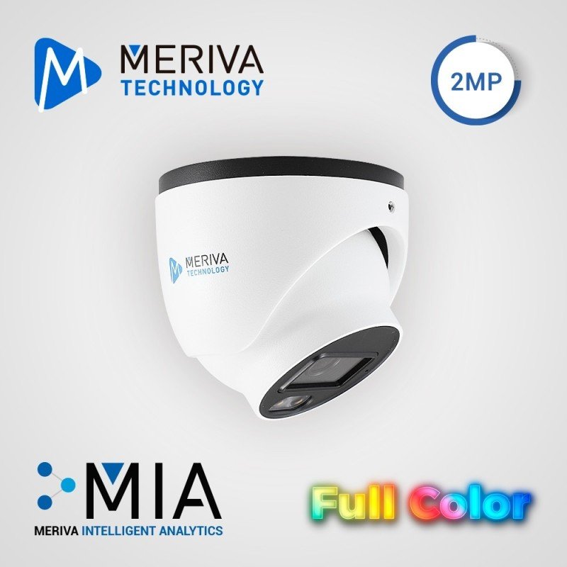 Cam IP domo Meriva Technology mtd-fc200f, 2mp, serie full color, h.265, 2.8mm, 30m LED luz blanca, micrpofono embebido slot micr