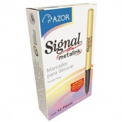 Marcador Azor Signal 30009 Metalink dorado. Punto fino. Paquete con 12