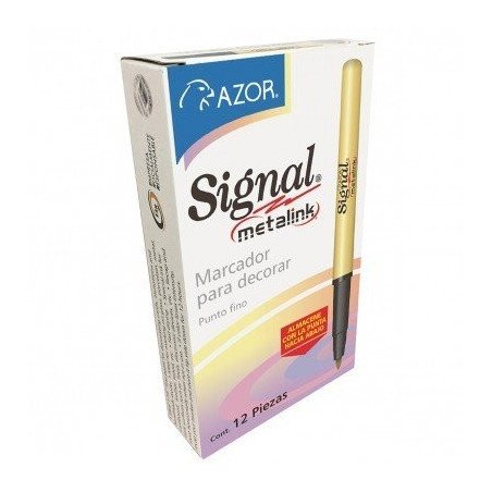 Marcador Azor Signal 30010 Metalink plata. Punto fino. Paquete con 12 