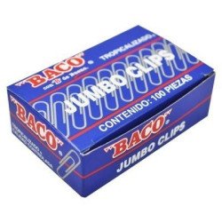 Clip Baco jumbo 12098 cincado. Caja con 100 clips. Clip jumbo metálico