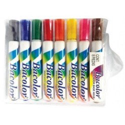 Marcador base agua Baco Bacolor 50311. Surtido con 8 piezas colores variados. Marcador de tinta a base agua. No tóxico.