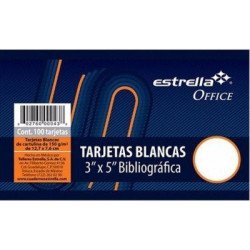 Tarjetas 3x5 rayado bibliográfica 100 hojas