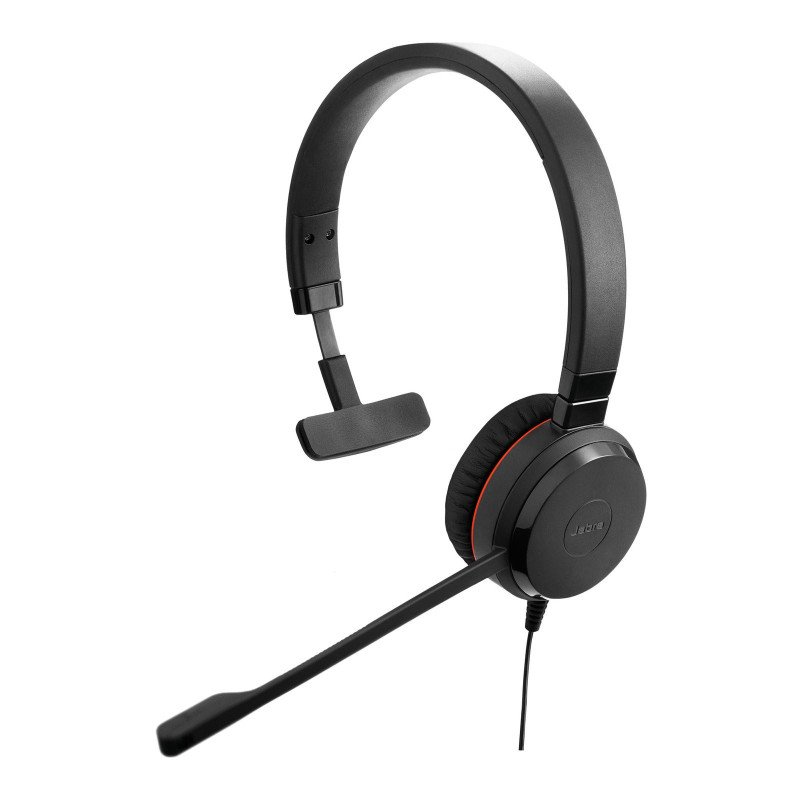 Jabra Evolve 30 Mono, USB/3.5 mm, micrófono cancelación de ruido, cable con botones e indicadores LED, Certificación Microsoft