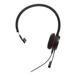 Jabra Evolve 30 Mono, USB/3.5 mm, micrófono cancelación de ruido, cable con botones e indicadores LED, Certificación Microsoft
