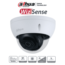 Cámara IP domo 8 mp, lente de 2.8 mm, starlight, wizsense, SMD plus, WDR real, IP67, ik10, PoE, ranura para microSD