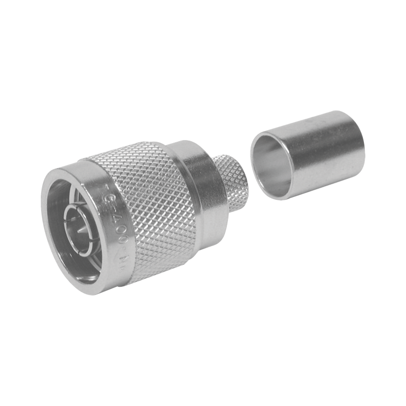 Conector N macho para 75 ohm de anillo plegable para cable RG-11, níquel, oro, teflón.
