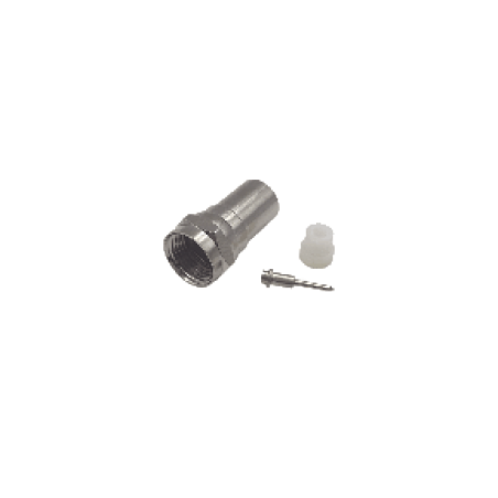 Conector f macho, plegable, con pin para cable RG-6, cuerpo de bronce niquelado.