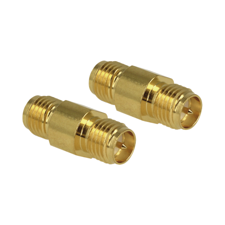 Adaptador barril de SMA hembra inverso a SMA hembra inverso, oro, oro, teflón,