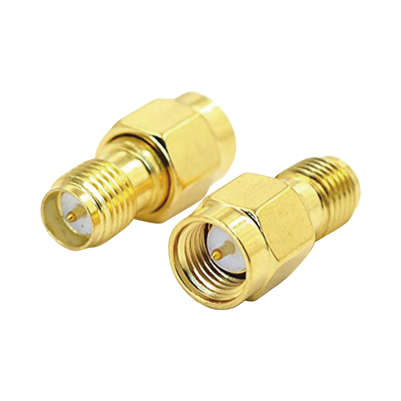 Adaptador de SMA macho a SMA hembra inverso, oro, oro, teflón,