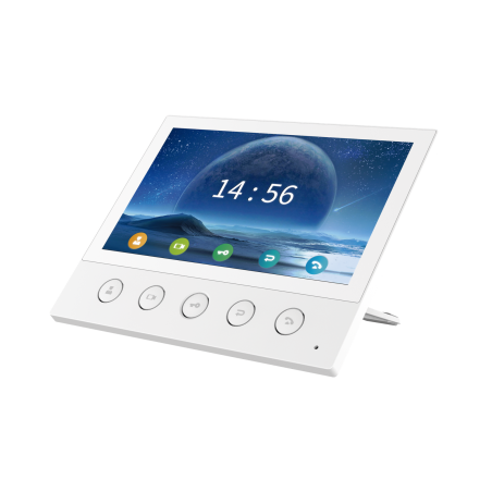 Monitor IP/SIP para interior, wi-fi, pantalla táctil de 7", audio de 2 vías, PoE, 8 interfaces de entrada de alarma.