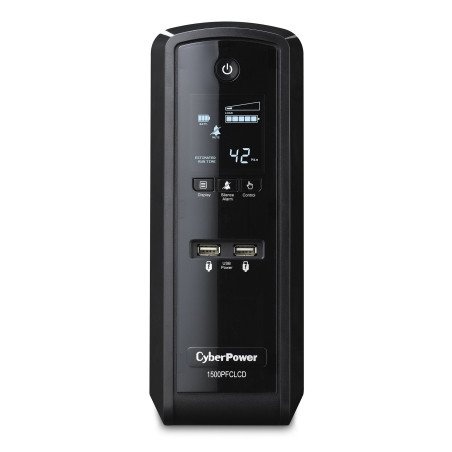 No break, UPS con regulador CyberPower LCD inteligente onda senoidal pura PFC torre 1500 va 900 watts 3 años de garantía en pila