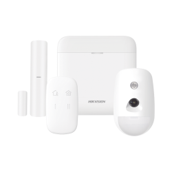 kit de alarma AX pro, incluye: 1 hub, 1 sensor PIR con cámara, 1 conta
