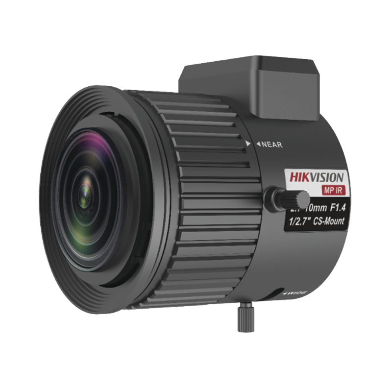 Lente varifocal 2.7 a 10 mm, resolución 3 megapixel, IRis automático, formato 1/2.7", compatible con cámaras Hikvision"