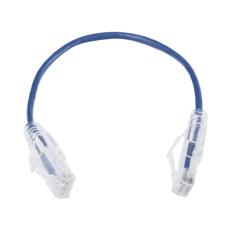 Cable de parcheo Slim UTP cat6 - 20 cm azul diámetro reducido (28 AWG)