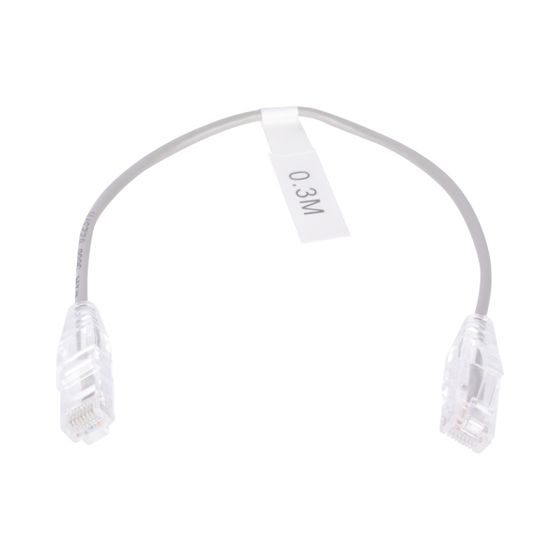 Cable de parcheo Slim UTP cat6 - 30 cm gris diámetro reducido (28 AWG)