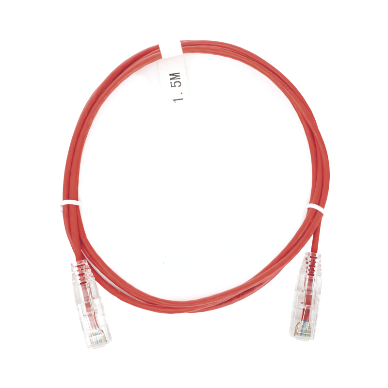 Cable de parcheo Slim UTP cat6 - 1.5 m rojo diámetro reducido (28 AWG)