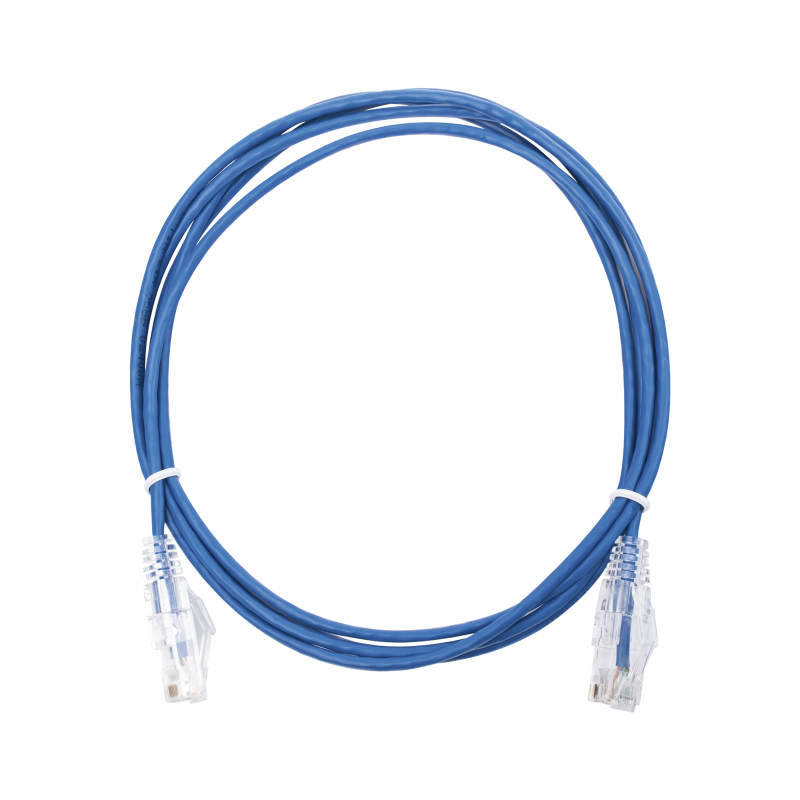 Cable de parcheo Slim UTP cat6 - 2 m azul diámetro reducido (28 AWG)