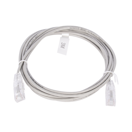 Cable de parcheo Slim UTP cat6 - 3 m gris diámetro reducido (28 AWG)