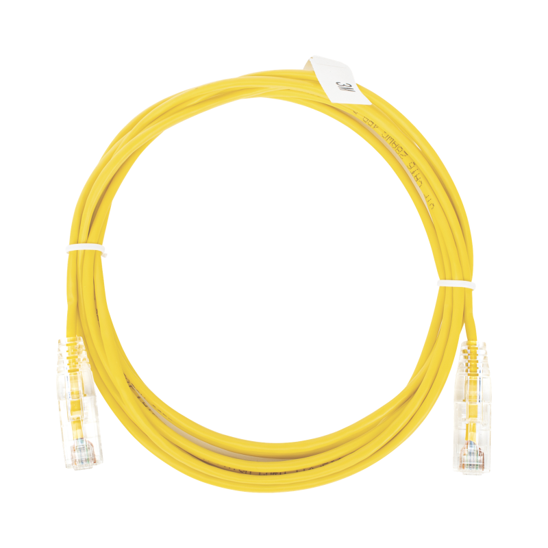 Cable de parcheo Slim UTP cat6 - 3 m amarillo diámetro reducido (28 AWG)