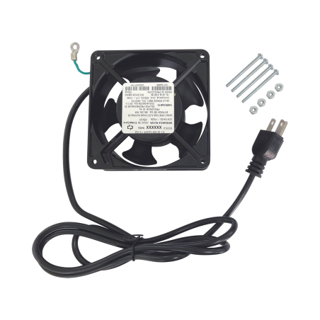 Ventilador 110 vca de 12 x 12 cm con cable y clavija.